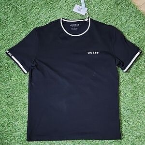 GUESS Men's Black Tee with White Accents Brand New With Tags